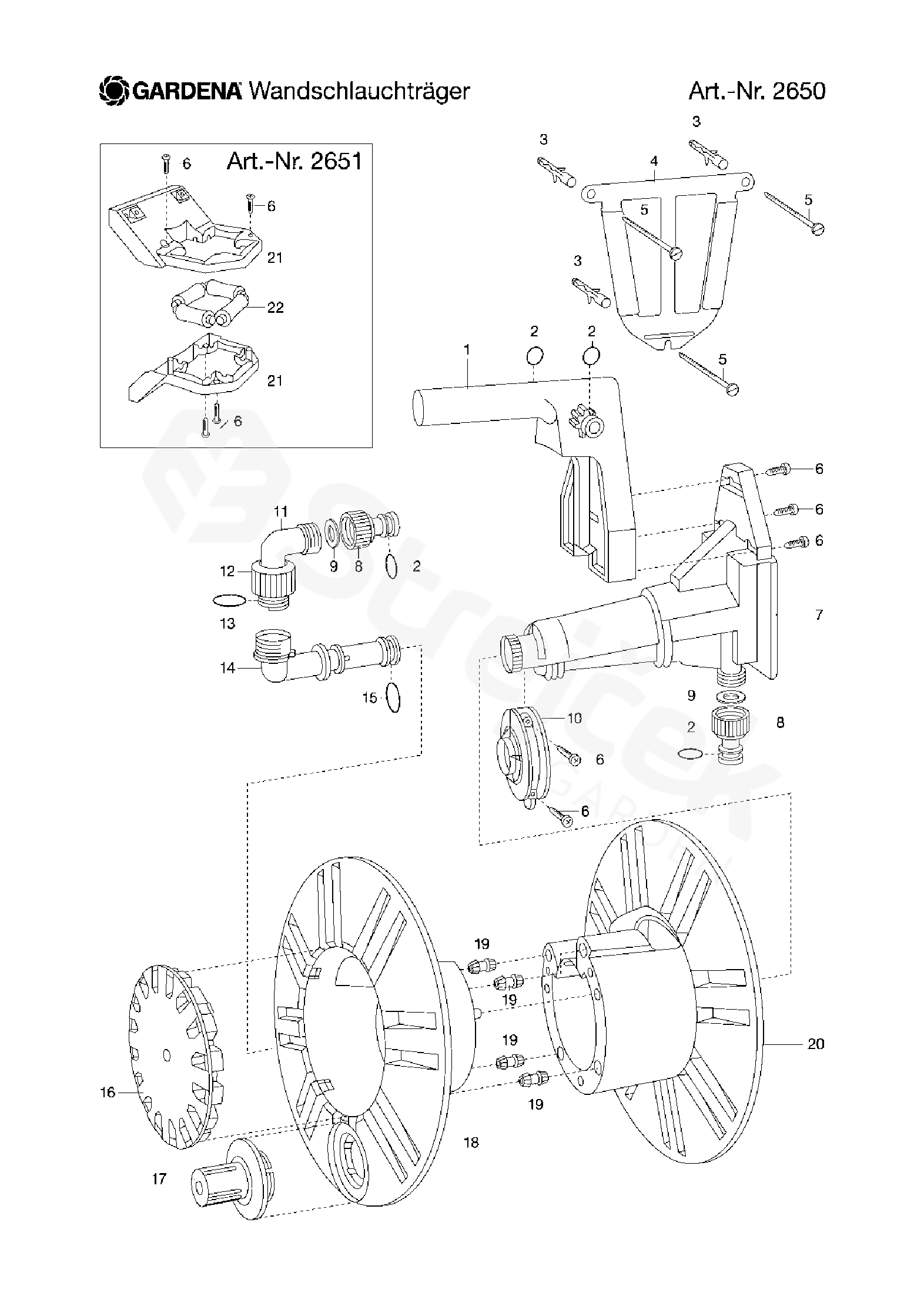 Spare parts - Partlist - WALL FIXED HOSE REEL WALL FIXED HOSE REEL, 2650, -  PRODUCT COMPLETE