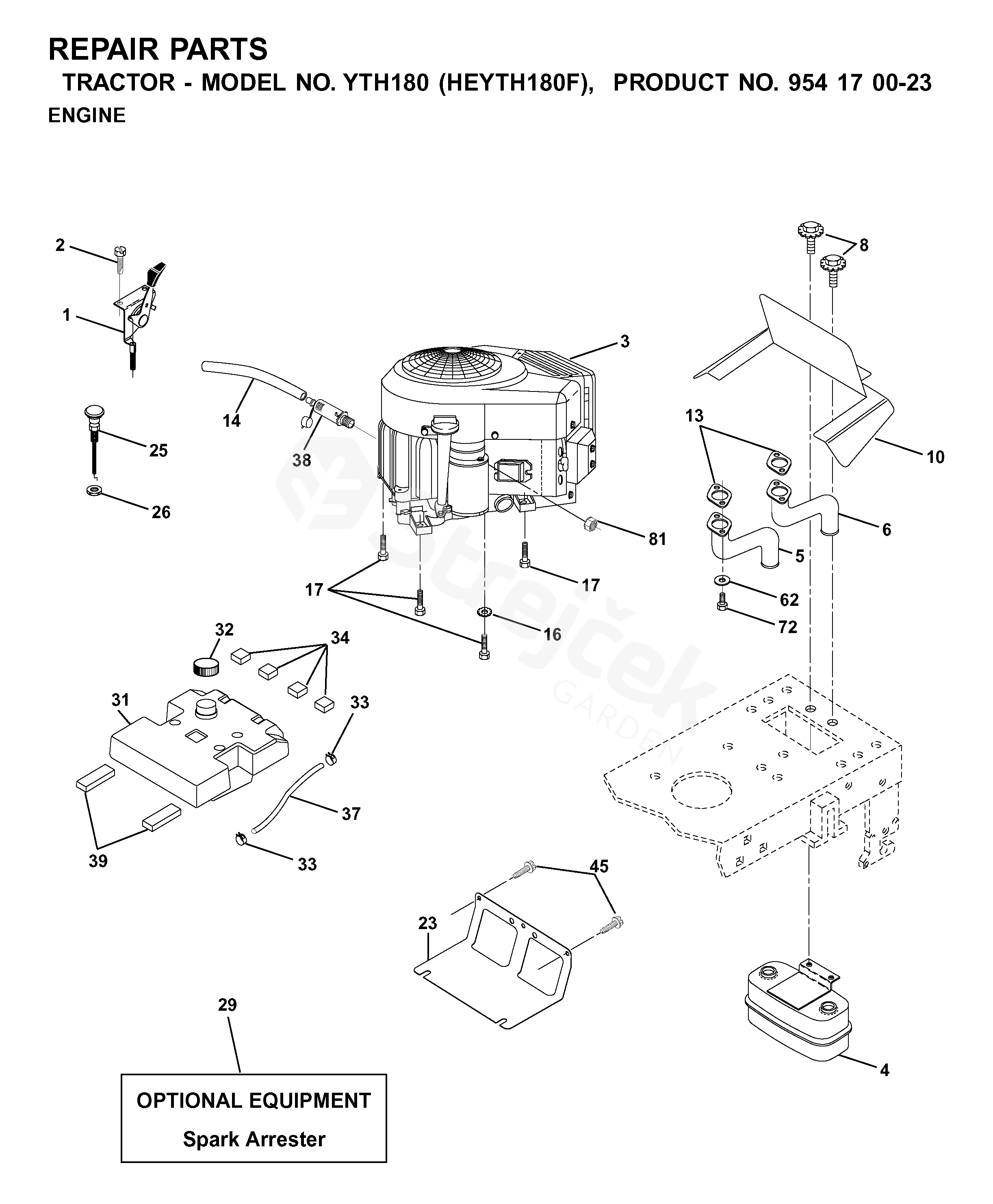 Spare Parts - Partlist - Yth180 Yth180, Heyth180f, 954170023, 2001-03 