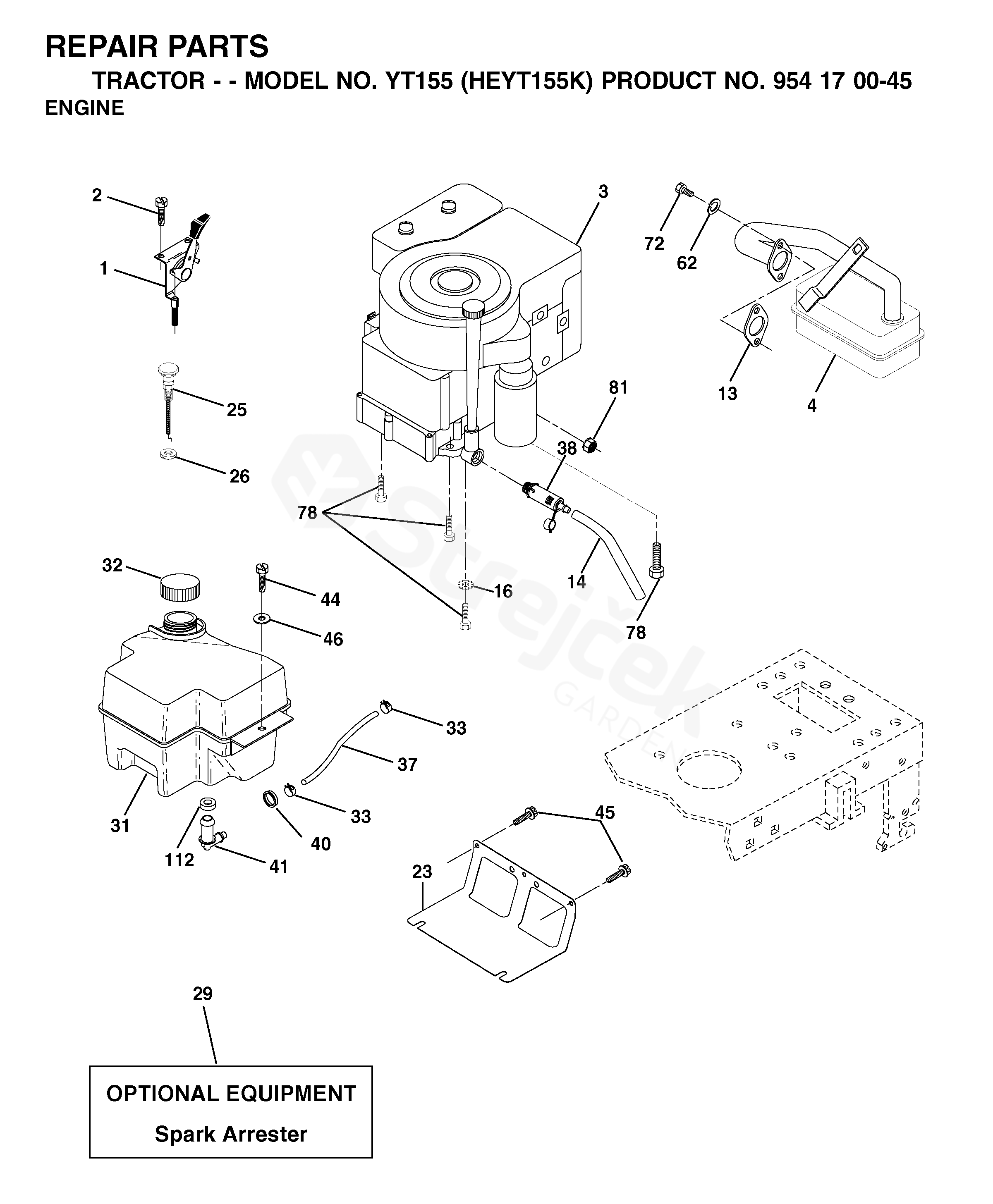 Spare parts - Partlist - YT155 YT155, HEYT155K, 954170045, 2002-01 ...