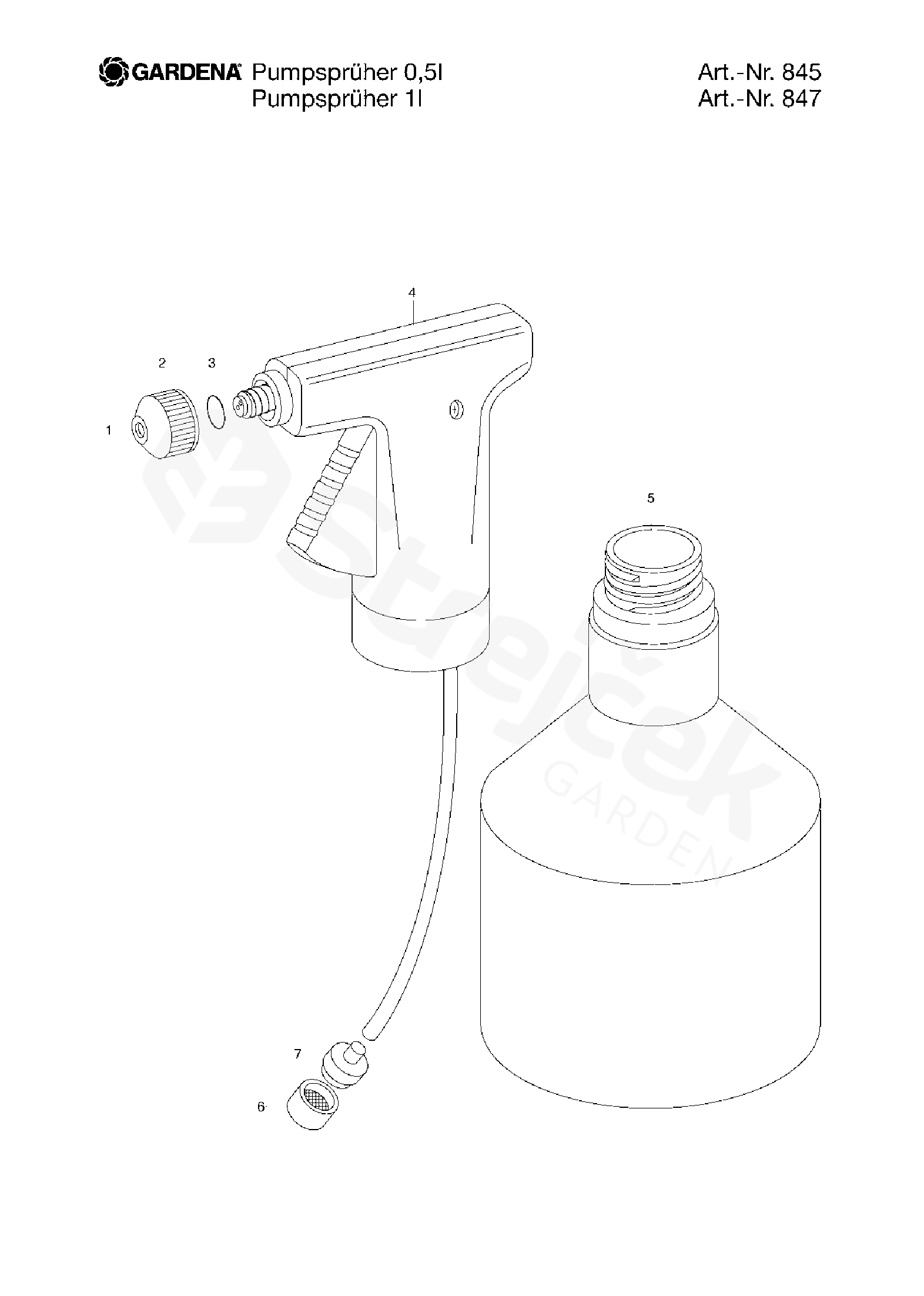 Spare parts Partlist PUMP SPRAYER 0,5 L PUMP SPRAYER 0,5 L, 845, until 2010 PRODUCT