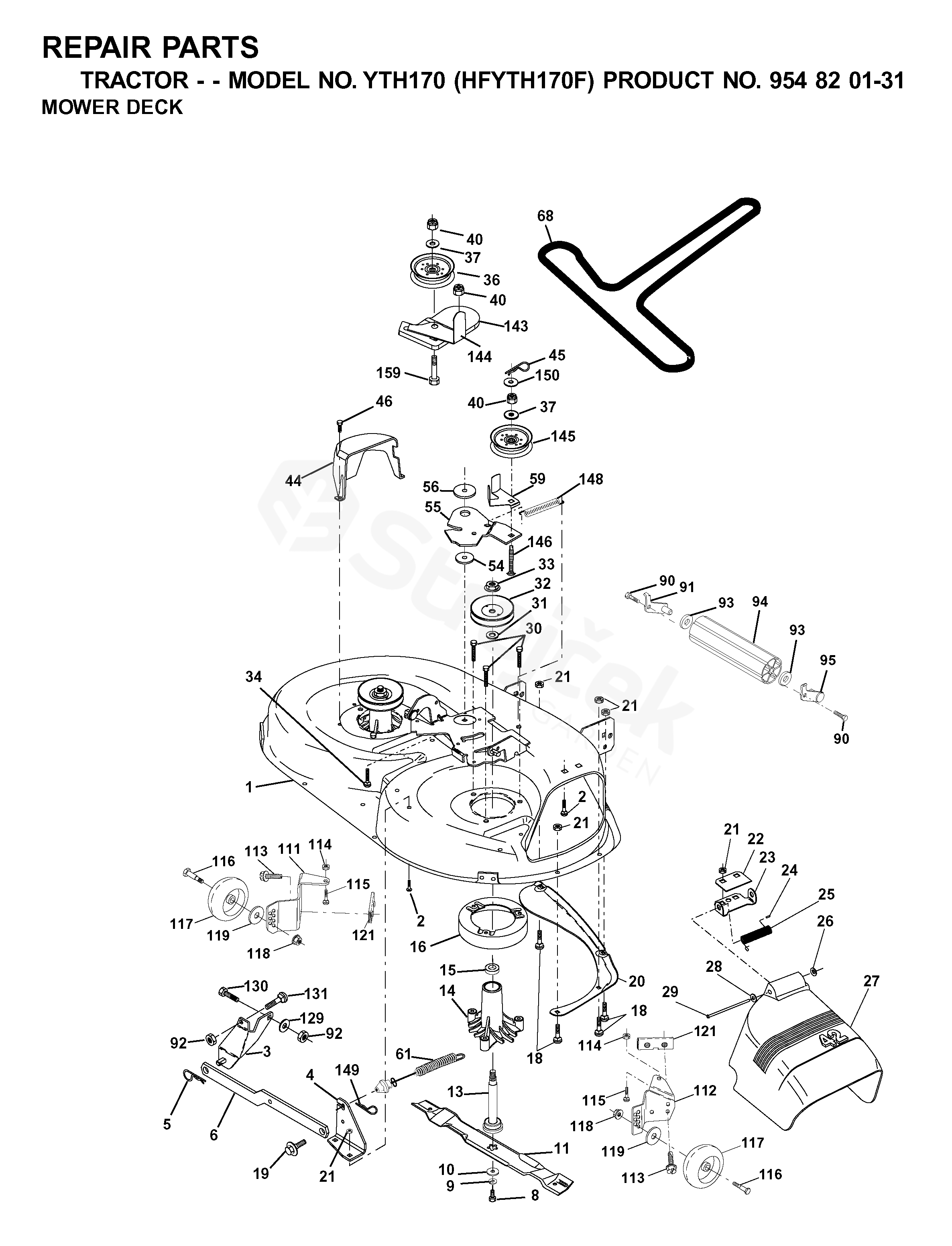 Spare parts - Partlist - YTH170 YTH170, HFYTH170F, 954820131, 2001-09 ...