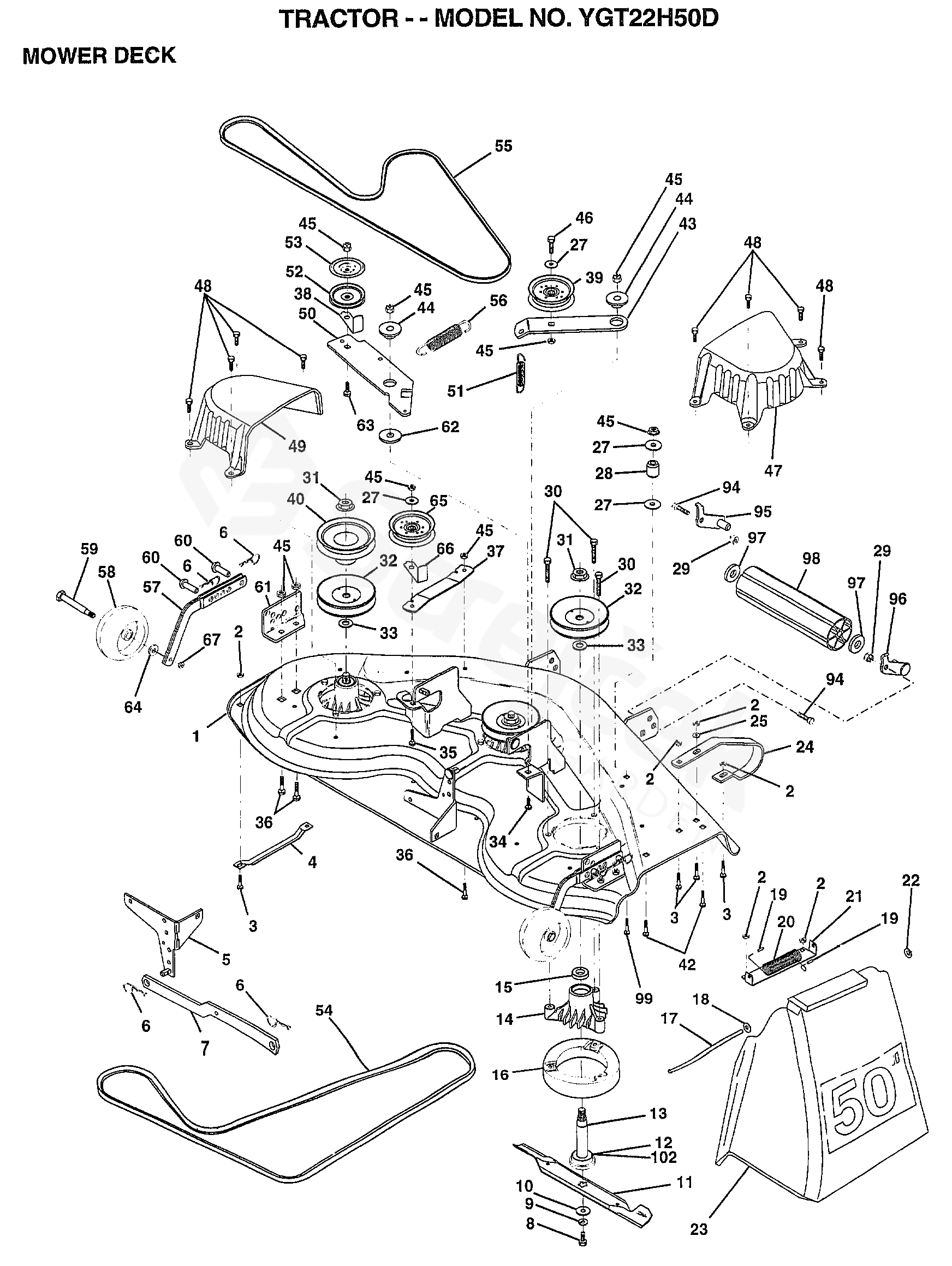 Spare parts - Partlist - YGT22H50D YGT22H50D, 1999-01 - MOWER DECK ...