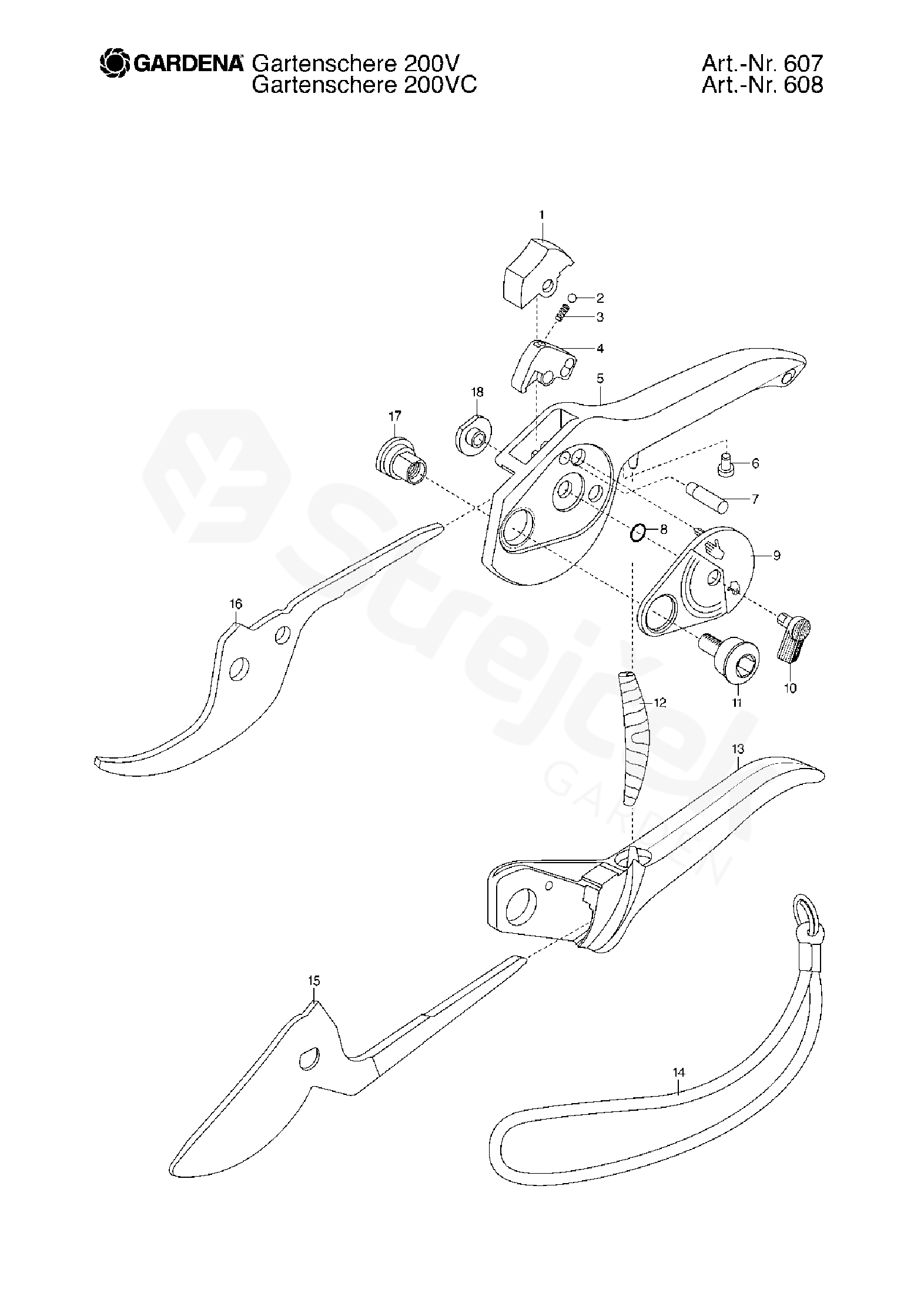 Spare parts Partlist SECATEURS 200 VC SECATEURS 200 VC, 608, until