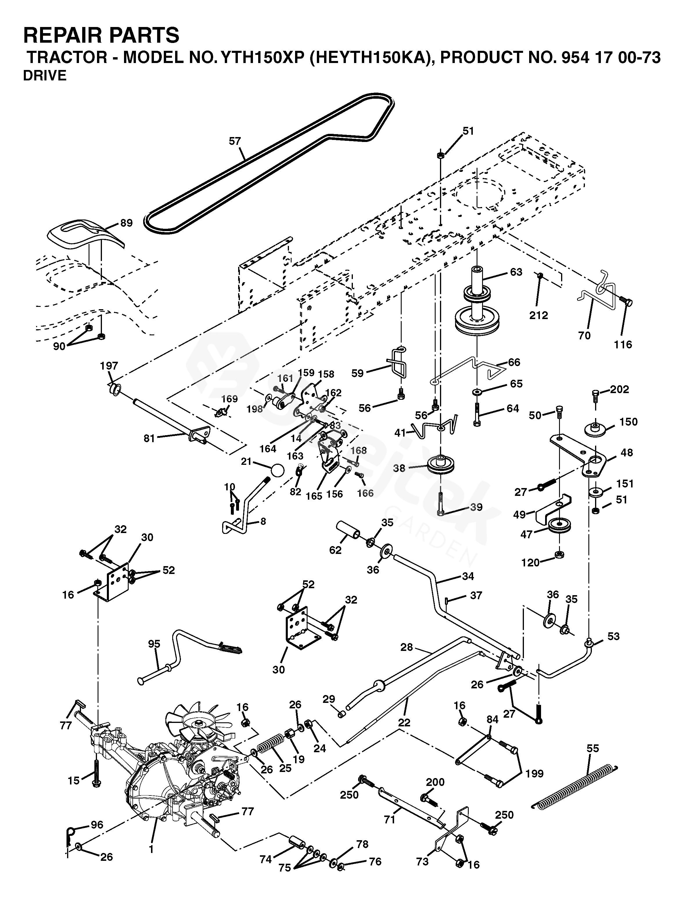 Spare parts - Partlist - YTH150 XP YTH150 XP, HEYTH150KA, 954170073 ...