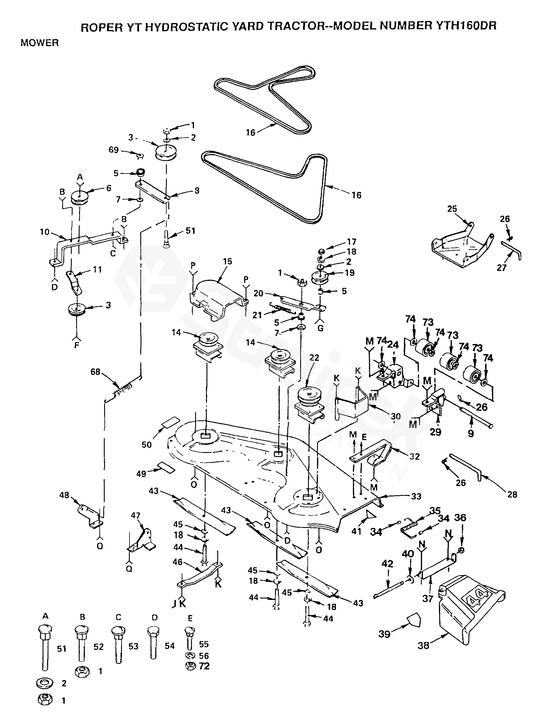 Spare parts - Partlist - YTH160DR YTH160DR, 1999-01 - MOWER DECK ...