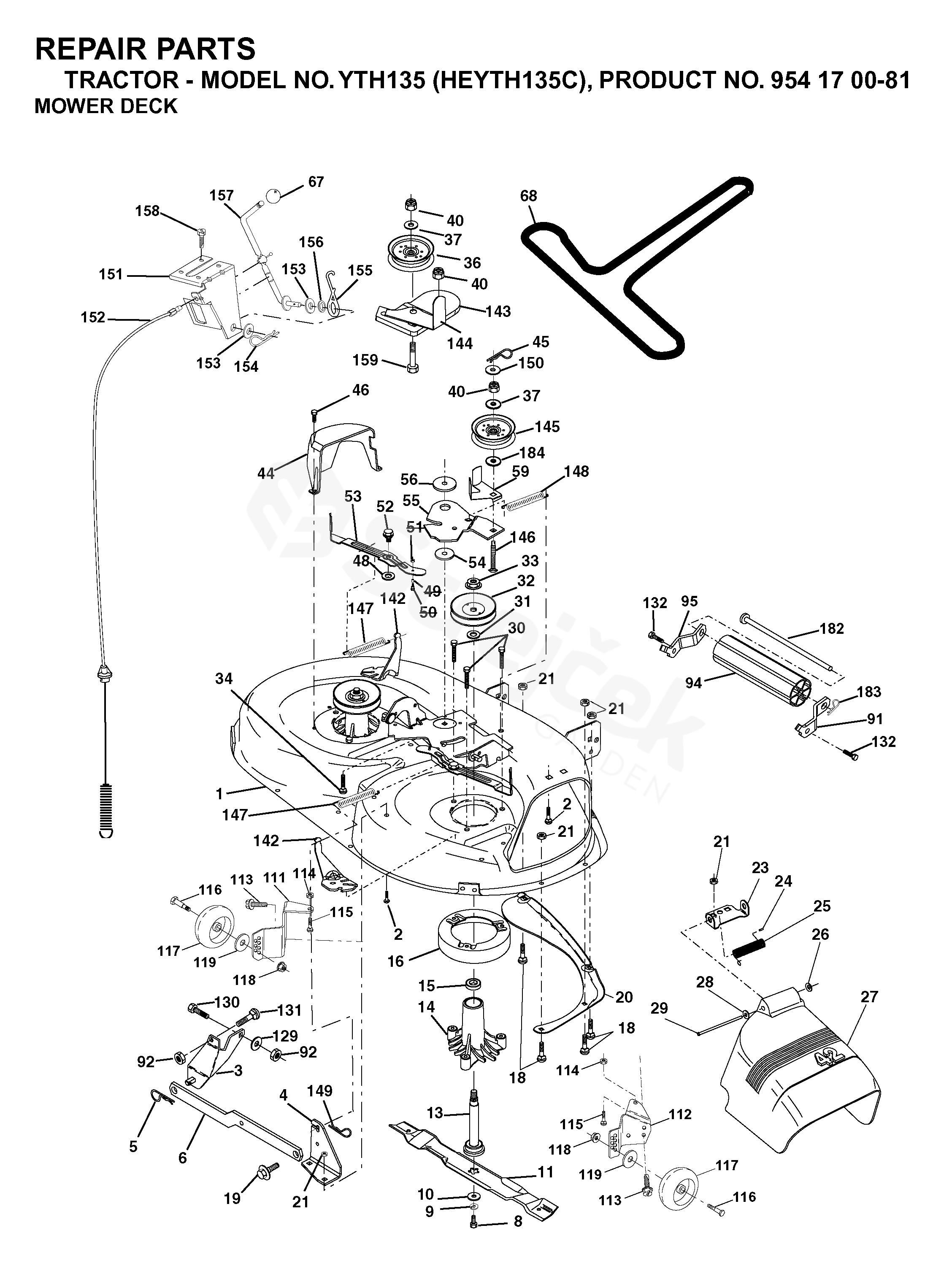 Spare parts - Partlist - YTH135 YTH135, HEYTH135C, 954170081, 2003-01 ...