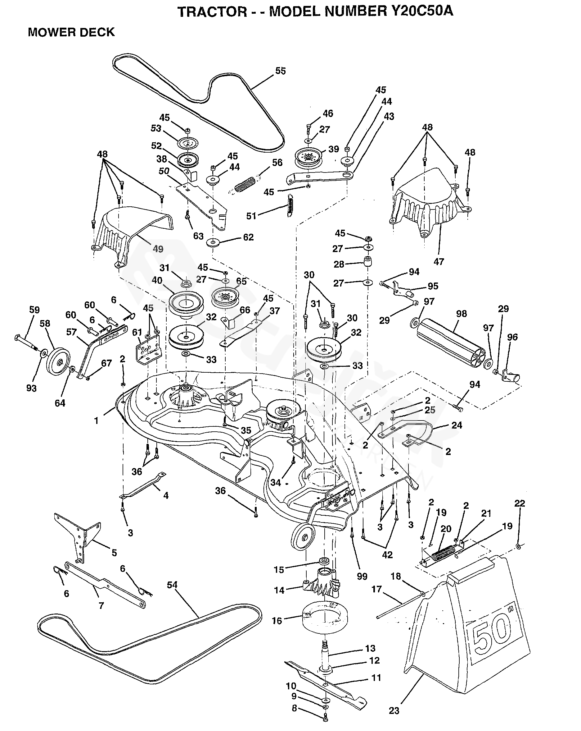 Spare parts - Partlist - Y20C50A Y20C50A, 1995-01 - MOWER DECK ...