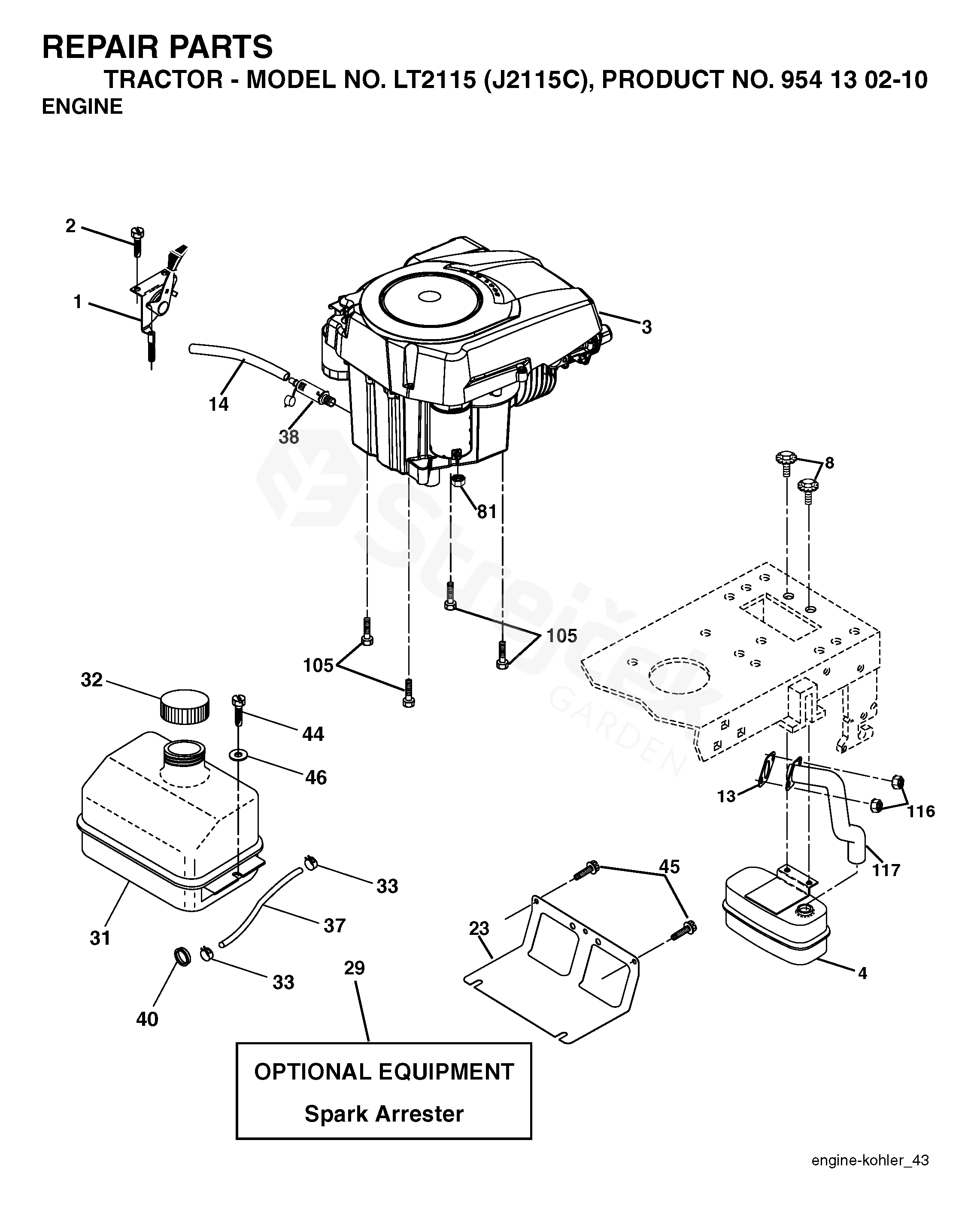 Spare parts - Partlist - LT 2115 LT 2115, J2115C, 954130210, 2004-09 ...