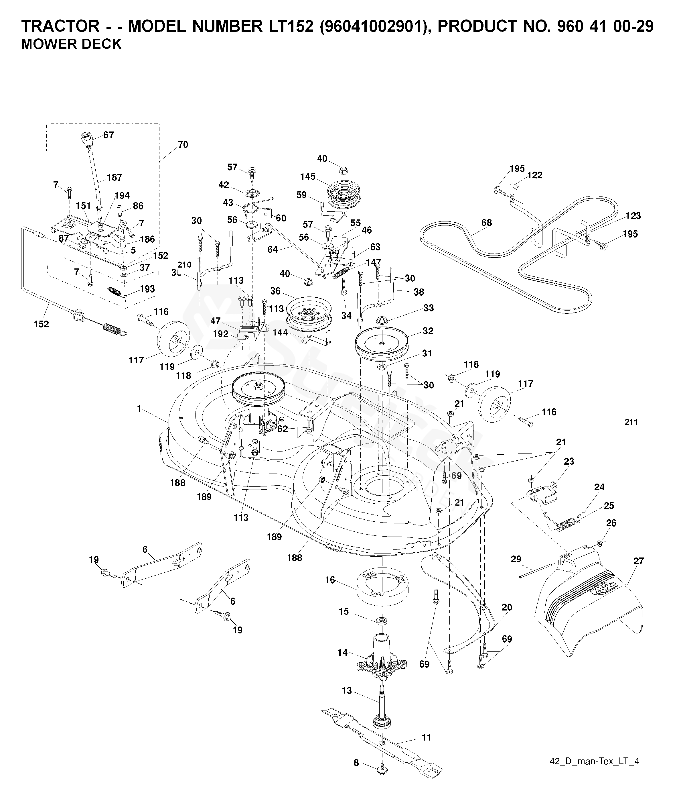 Spare parts - Partlist - LT152 LT152, 96041002901, 2007-04 - MOWER DECK ...