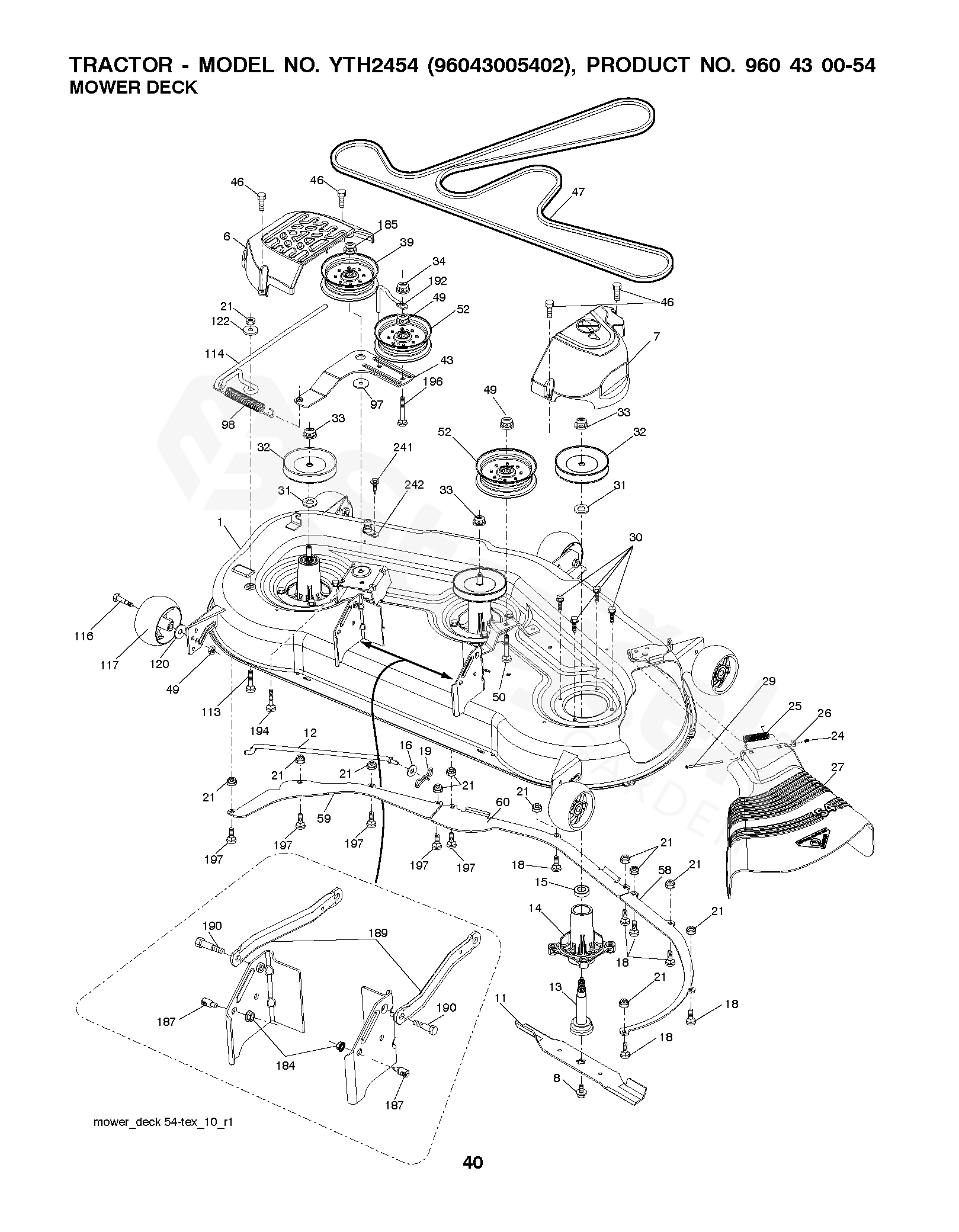 Spare parts - Partlist - YTH2454 YTH2454, 96043005402, 2008-12 - MOWER