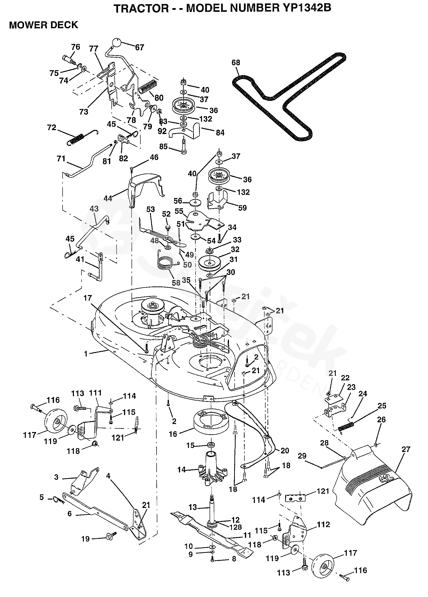 Spare parts - Partlist - YP1342B YP1342B, 1997-01 - MOWER DECK ...