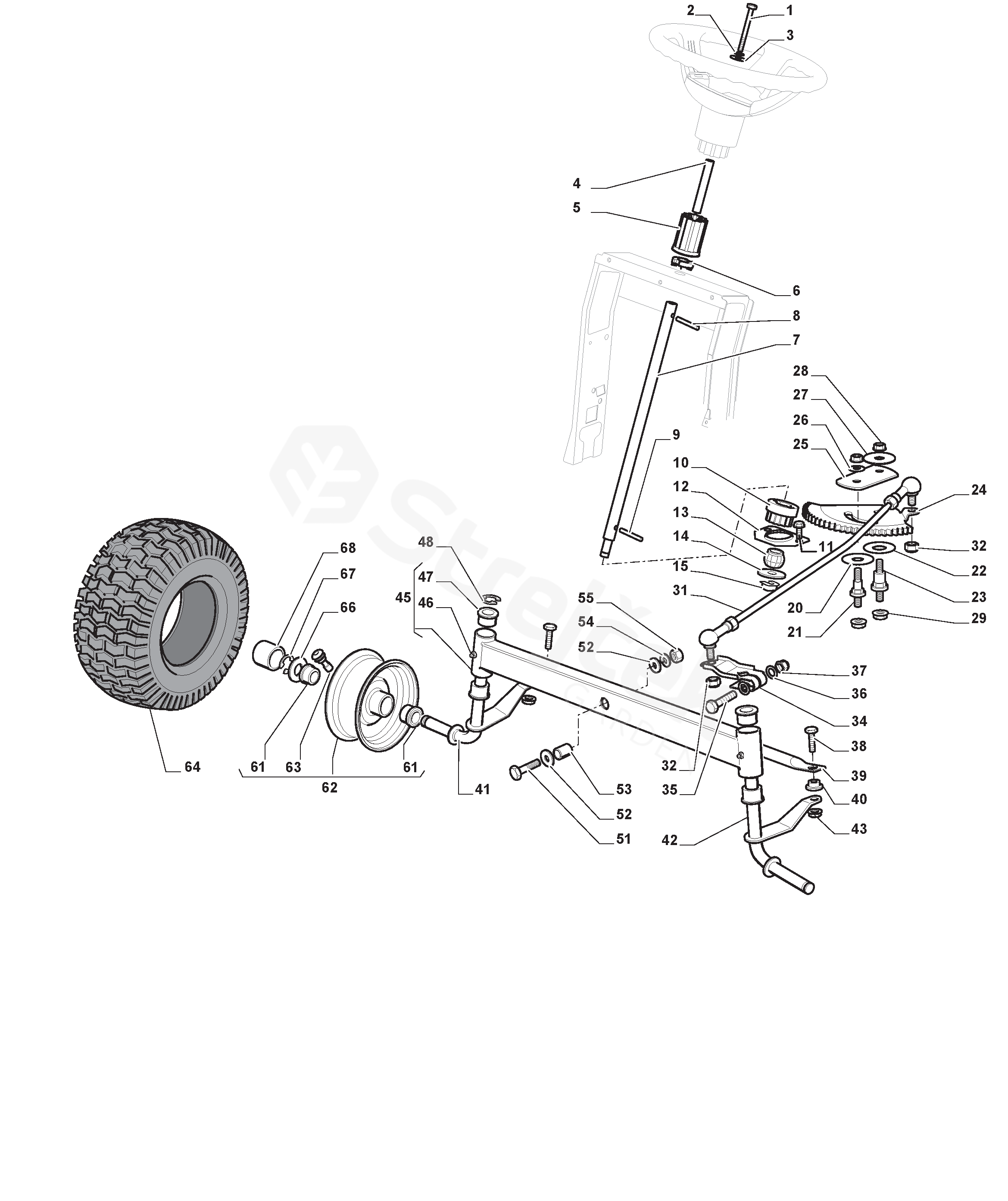 Lawn tractor store steering parts