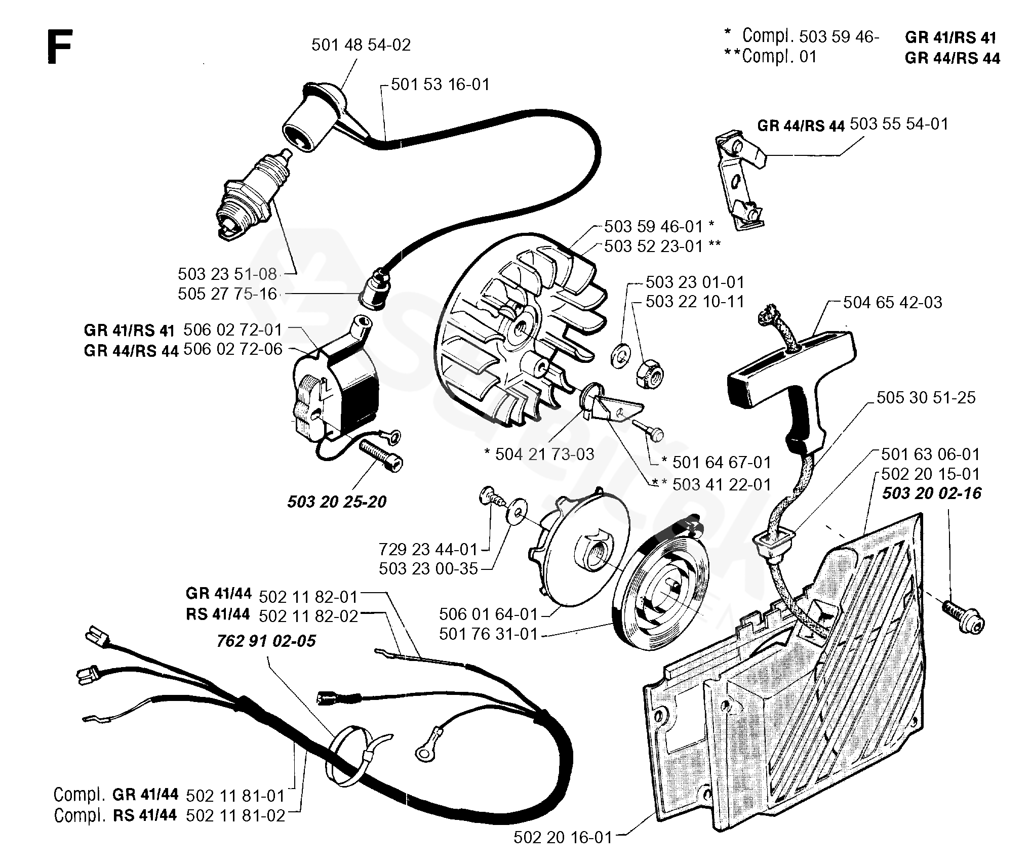 Spare parts - Partlist - RS44 RS44, 1993-05 - STARTER | sGarden.cz