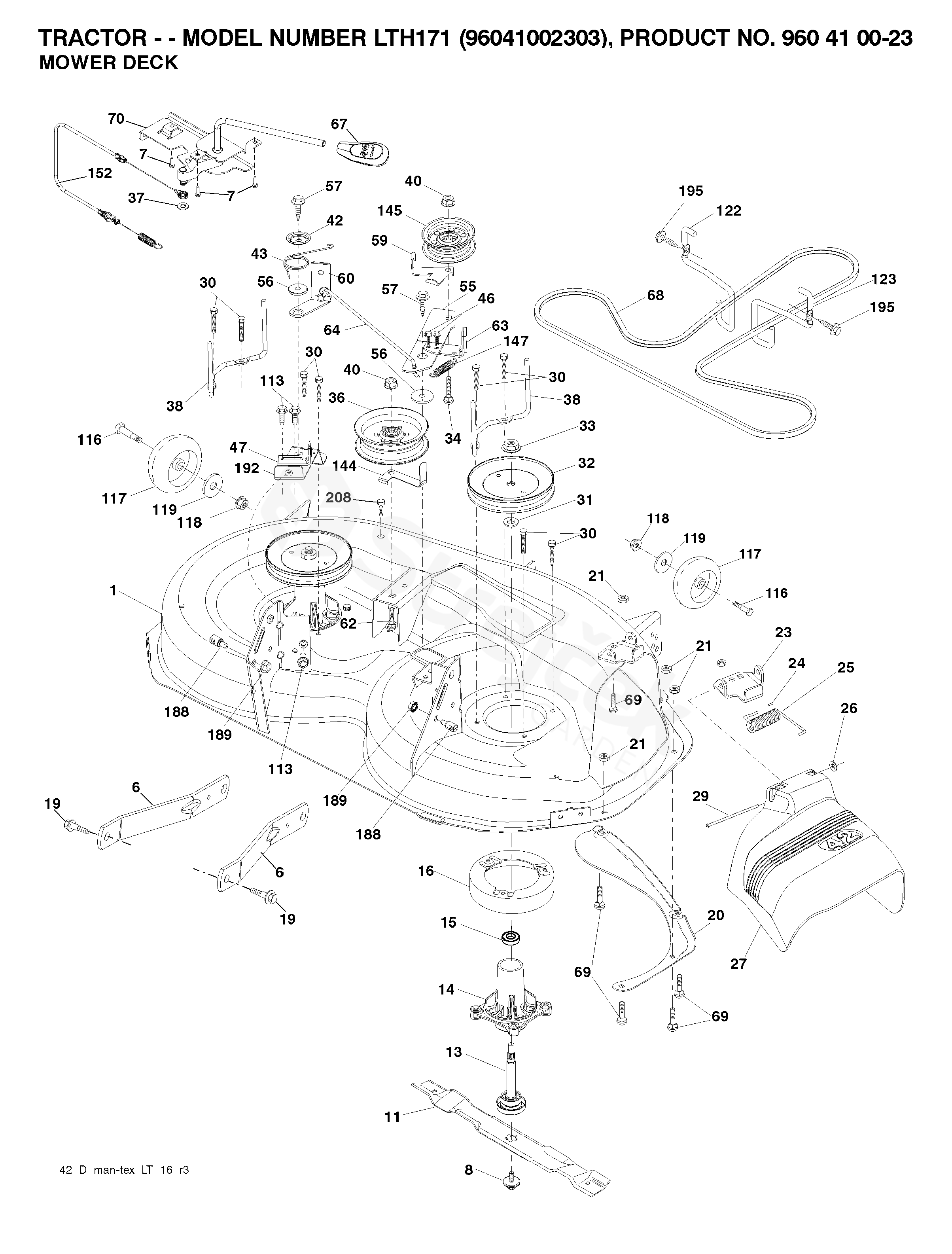 Spare parts - Partlist - LTH171 LTH171, 96041002303, 2008-09 - MOWER ...