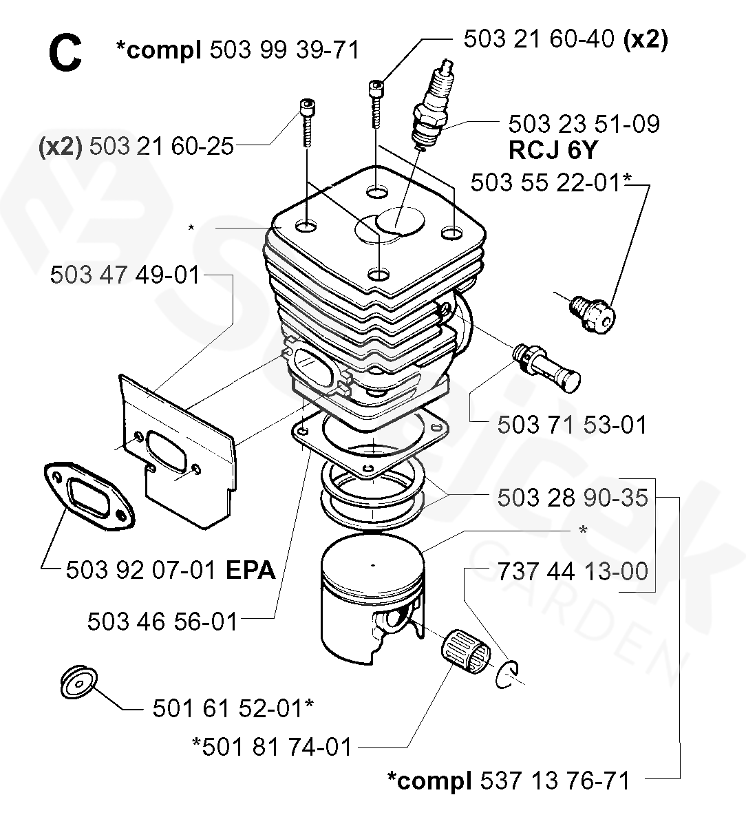 Spare parts Partlist 395 XP 395 XP EPA, 200101 CYLINDER PISTON