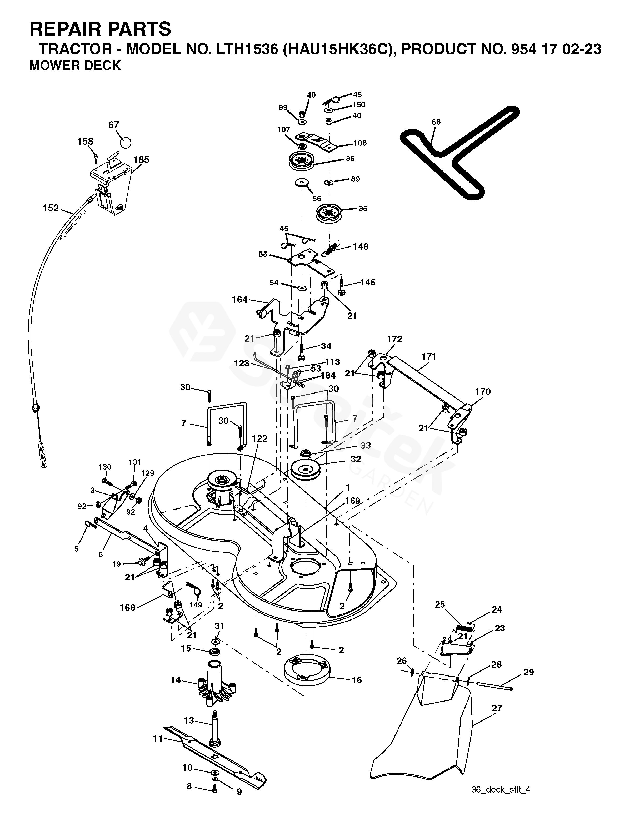 Spare parts - Partlist - LTH1536 LTH1536, HAU15HK36C, 954170223, 2005 ...