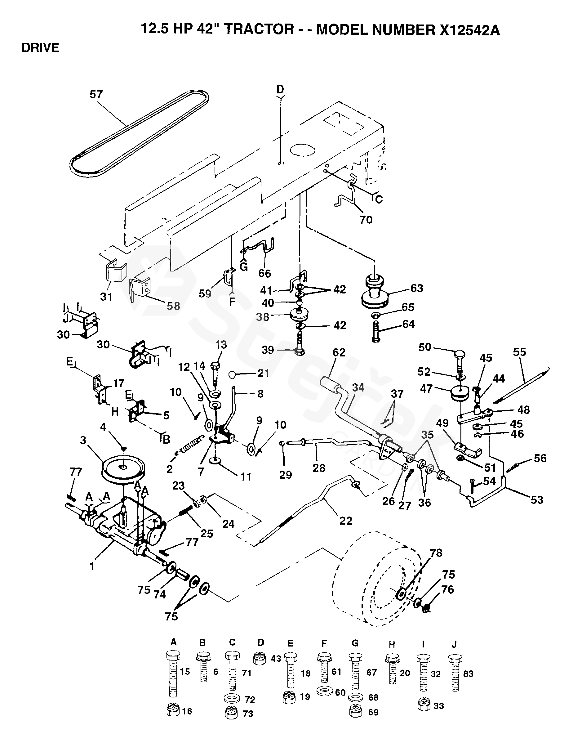 Spare parts - Partlist - X12542A X12542A, 1993-01 - DRIVE | sGarden.cz