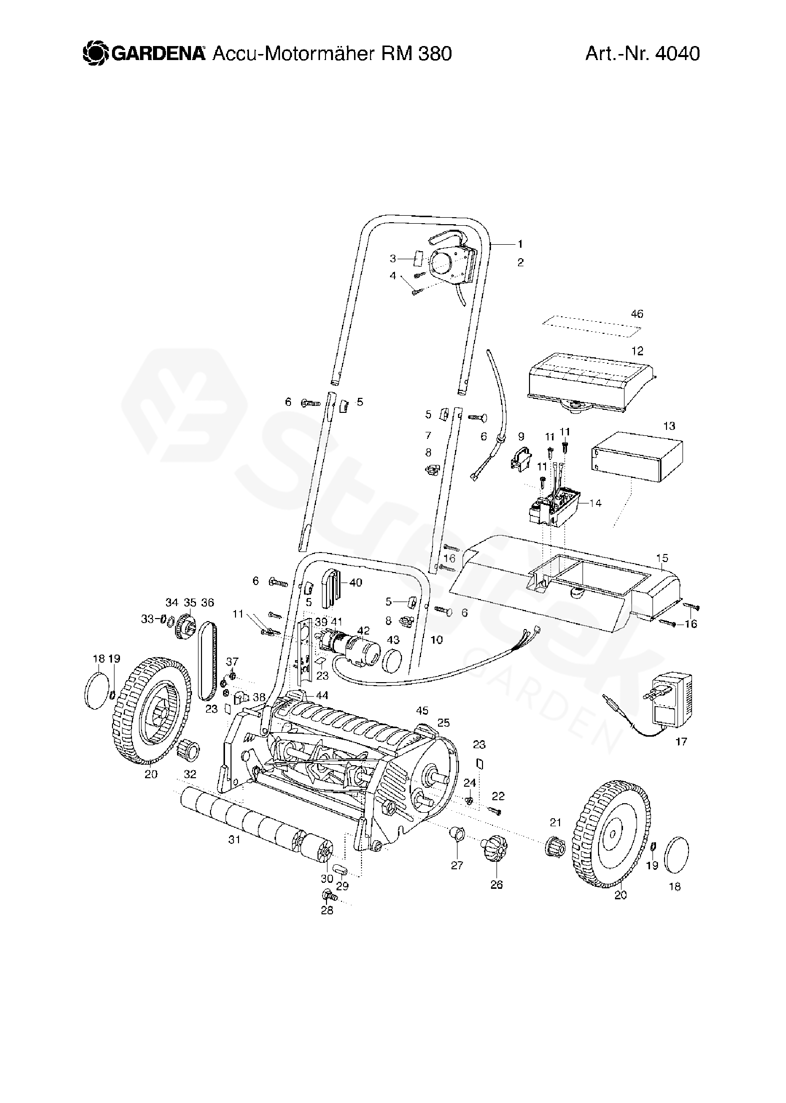 Spare parts - Partlist - ACCU REEL MOWER RM 380 ACCU REEL MOWER RM 380,  4040, - PRODUCT COMPLETE