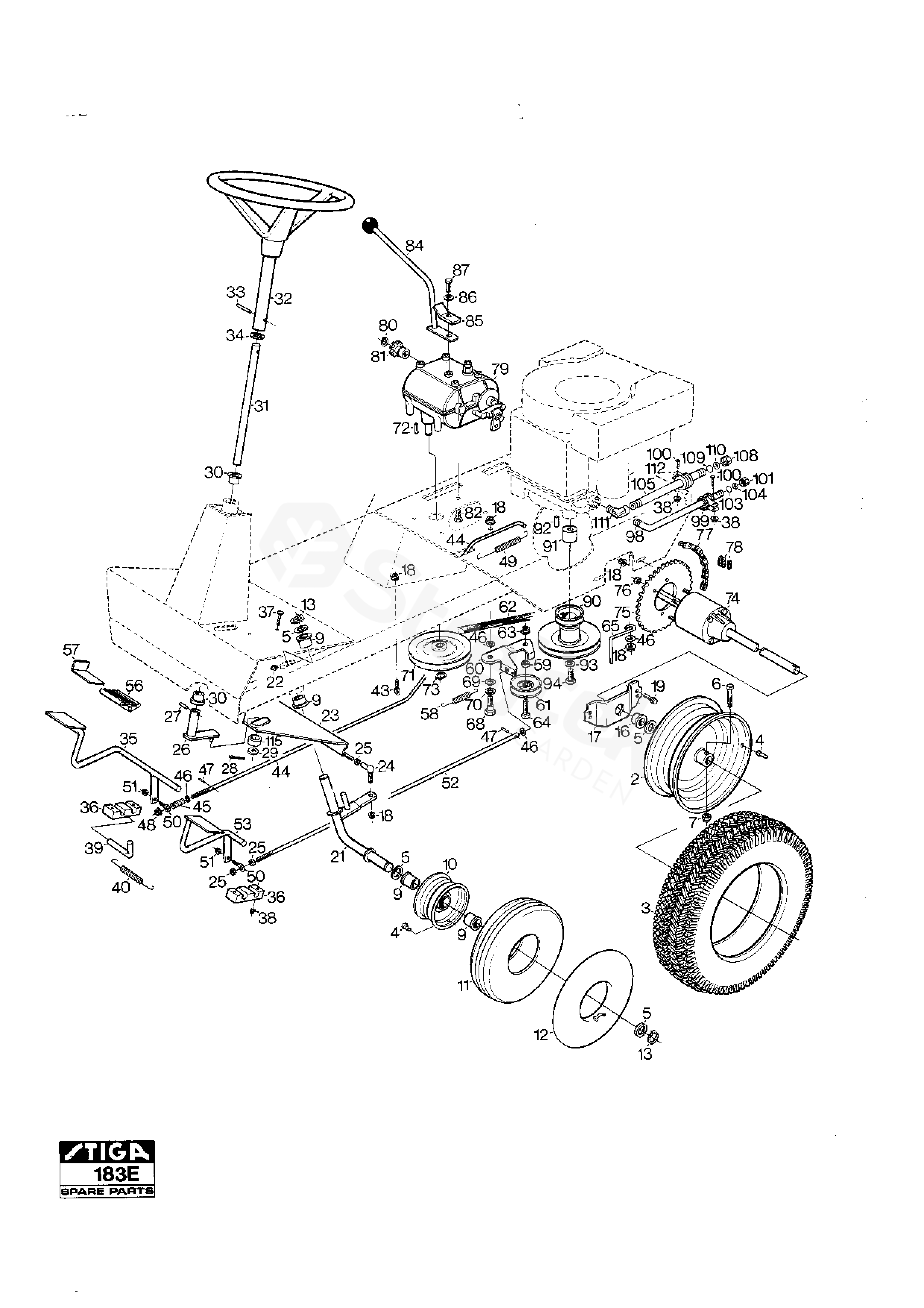 Spare parts - Partlist - GARDEN 8 GARDEN 8E (F) (1990) - Steering ...