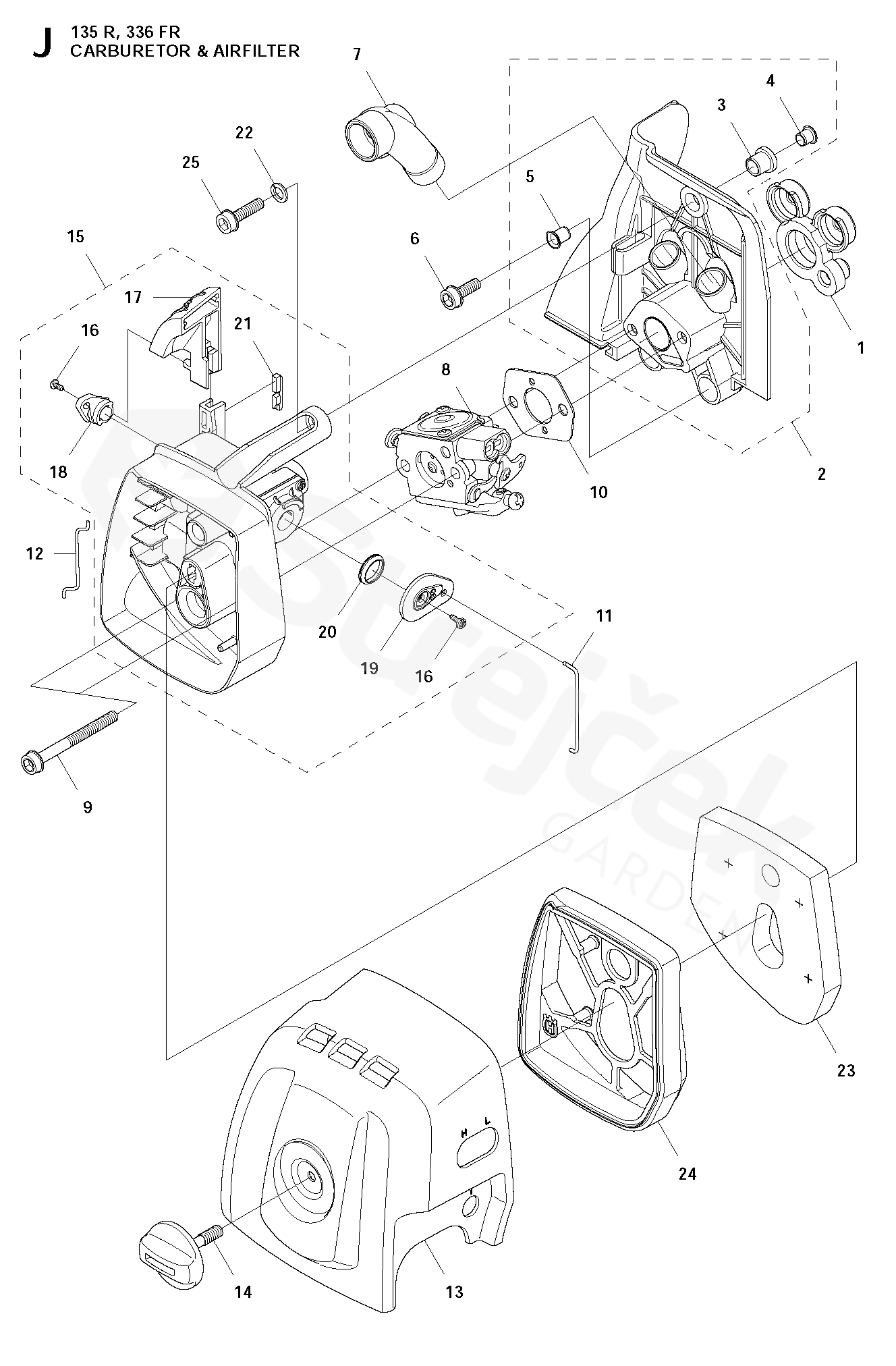 Spare parts - Partlist - 135 R 135 R - KARBURÁTOR & VZDUCHOVÝ FILTR ...