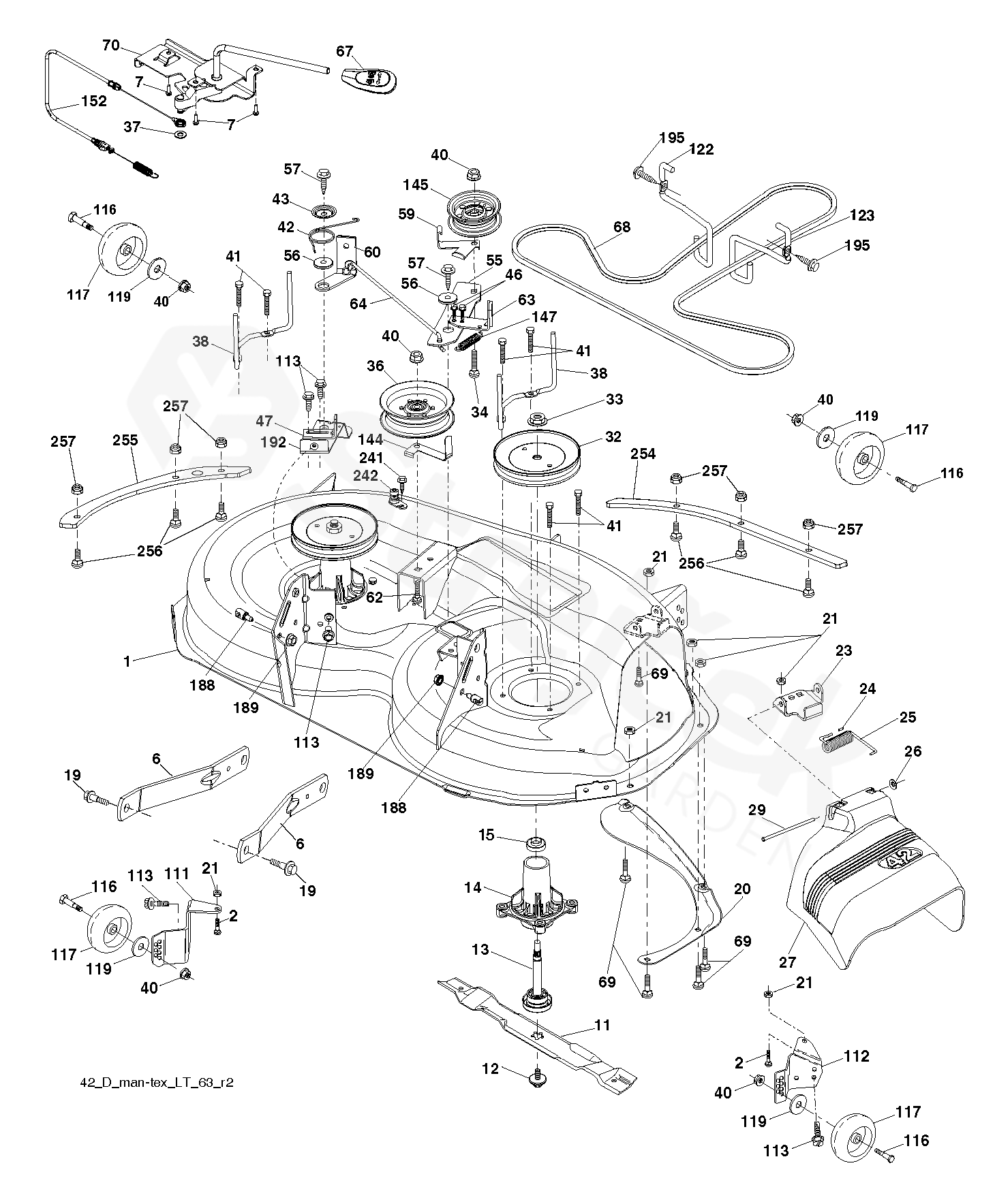 Spare parts - Partlist - YT42 YT42, 96043019600, 2014-10 - MOWER DECK ...